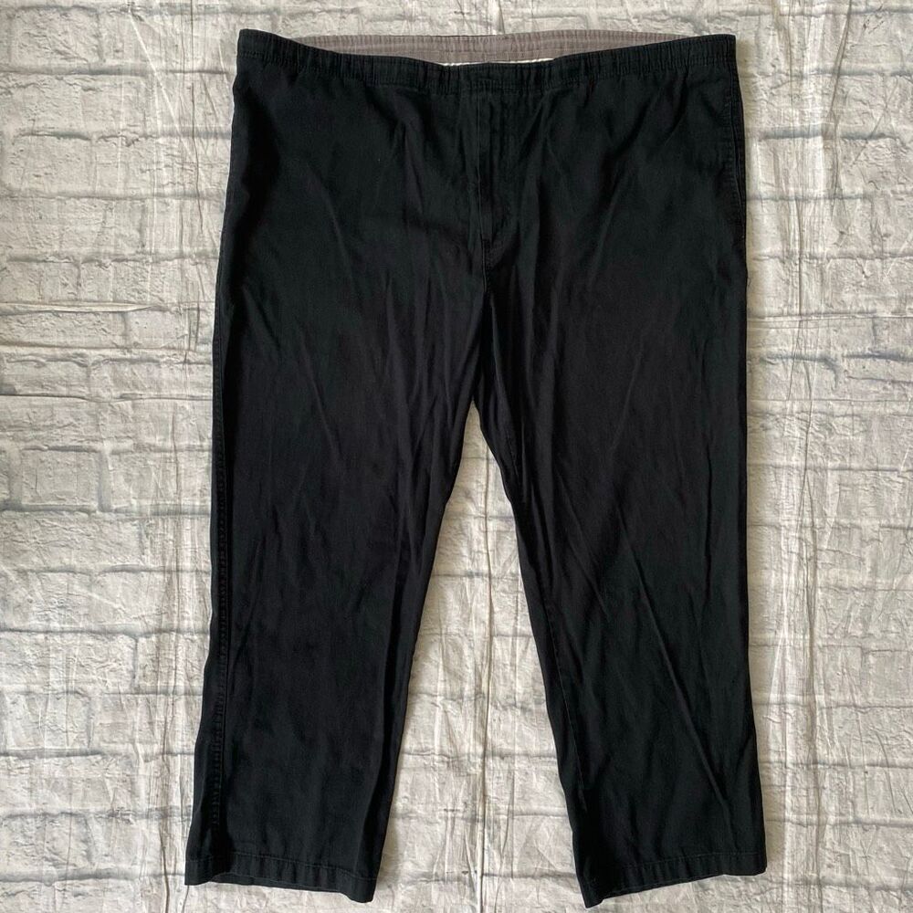 Haband active Joe casual chino pull on pants w/elastic drawstring waist black
